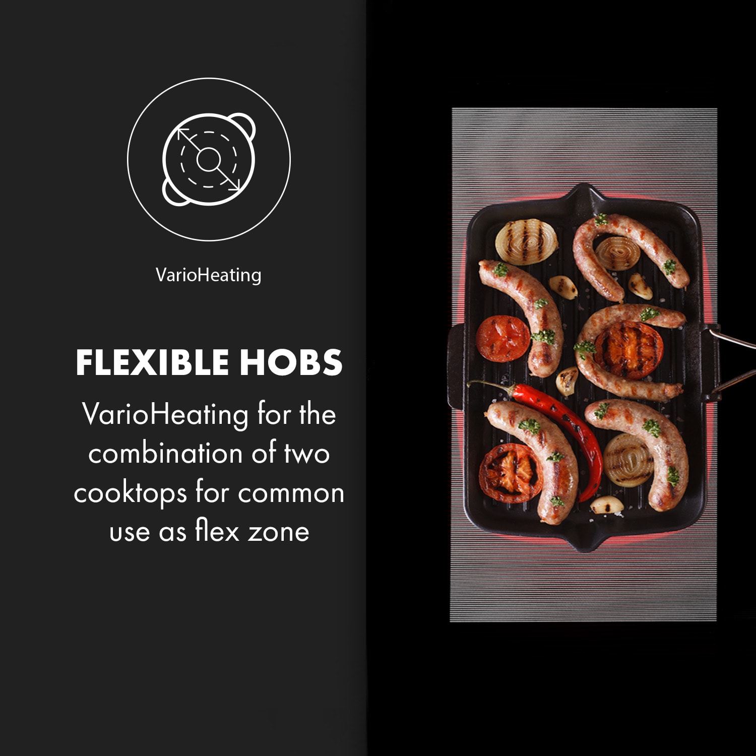 Klarstein Delicatessa 90 Flex, vstavaná varná doska, indukcia, 5 zón, 7000 W, čierna – Obrázok 3