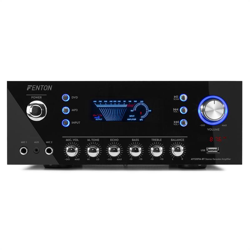 Fenton AV120FM, stereo HiFi zosilňovač, 120 W RMS, (2 x 60 W na 8 Ohm), BT/USB/AUX – Obrázok 2