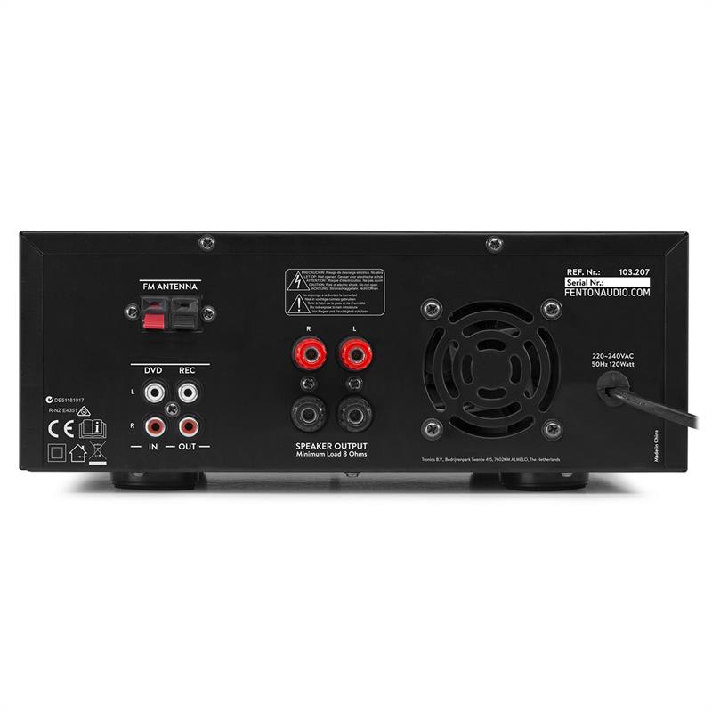 Fenton AV120FM, stereo HiFi zosilňovač, 120 W RMS, (2 x 60 W na 8 Ohm), BT/USB/AUX – Obrázok 3