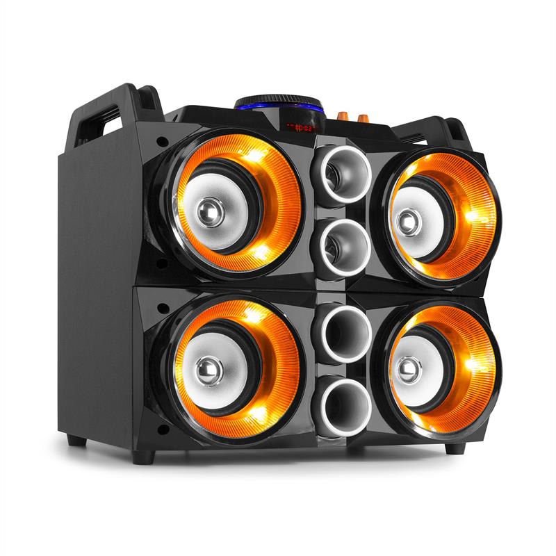 Fenton MDJ200, párty stanica, 150W, 4x4“ reproduktory, 2000mAh batéria, čierna/oranžová