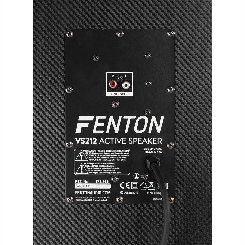 Fenton VS212, aktívny párty box, 2400 W, 2x12“ sub, BT, USB, SD, LED – Obrázok 3