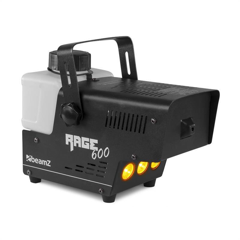 Beamz Rage 600LED, výrobník hmly, 600 W, 65 m³/min., 3 x LED, 0,5 l, káblový diaľkový ovládač
