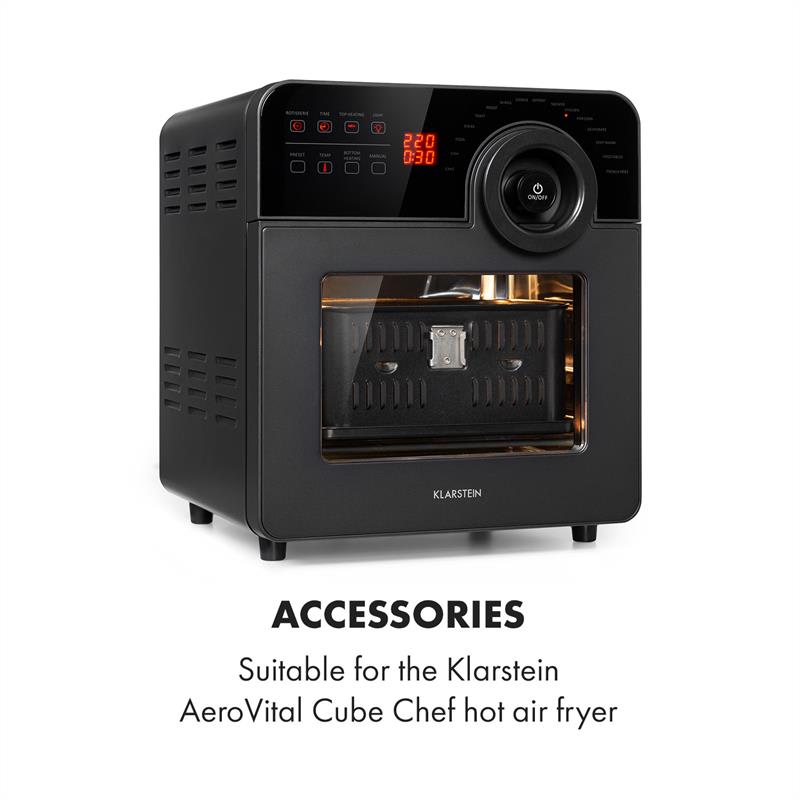 Klarstein AeroVital Cube Chef, teplovzdušná fritéza, fritovací kôš, príslušenstvo, ušľachtilá oceľ – Obrázok 2