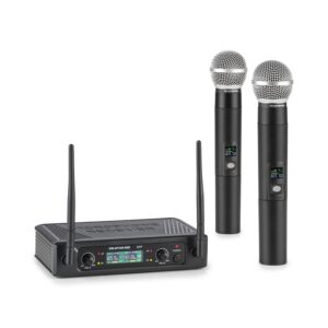Auna Pro UHF200F-2H, sada 2-kanálových UHF bezdrôtových mikrofónov, prijímač, 2 x ručný mikrofón, čierna