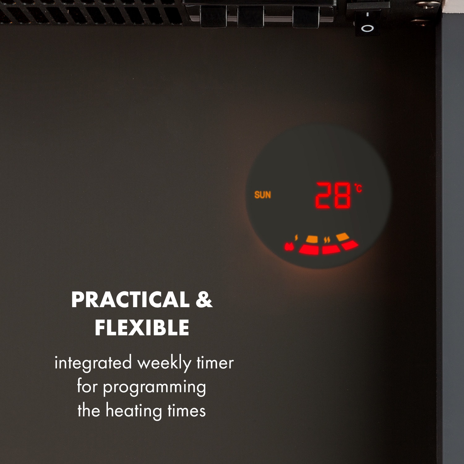 Klarstein Studio 1, elektrický krb, 1000/2000 W, LED, 10-30 °C, týždenný časovač – Obrázok 5