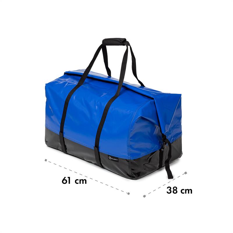 KLARFIT Companion Travel Bag, transportná taška, 120 l, nepremokavá, rolovacia vrchná časť, PU, modrá – Obrázok 5