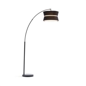 Besoa Amar, oblúková lampa, čierne tienidlo, mramorový podstavec, E27, sieťový kábel: 1,7 m, čierna