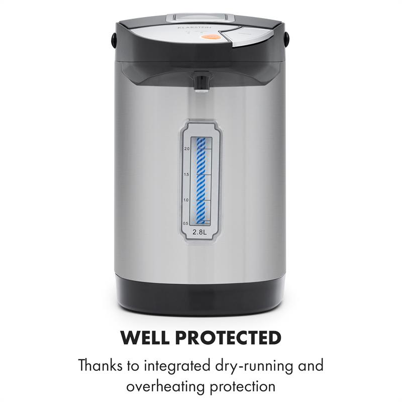 Klarstein Hot Spring, dávkovač horúcej vody, 2,8 l, nádrž na vodu z ušľachtilej ocele, strieborný – Obrázok 4