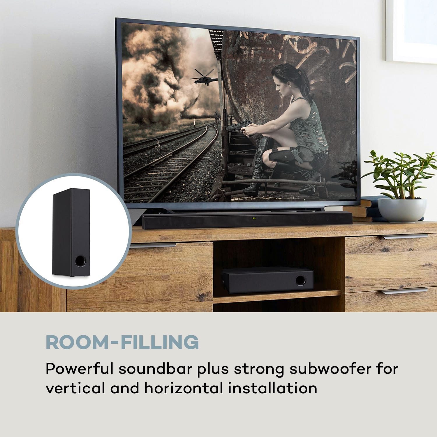 Auna Areal Bar 750 2.1, zvukový systém soundbar, RMS výkon 120 W, BT, USB, čierny – Obrázok 2