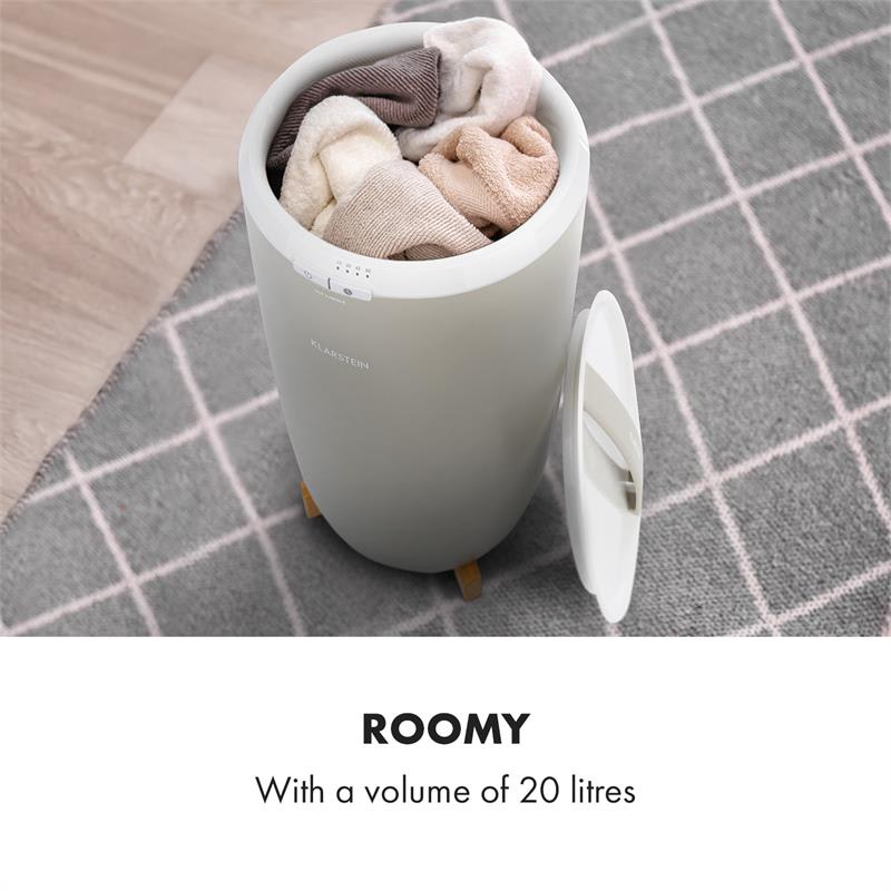 Klarstein Cozy Wonder, ohrievač uterákov, 400 W, 20 litrov, 15/30/45/60 min., sivý – Obrázok 4