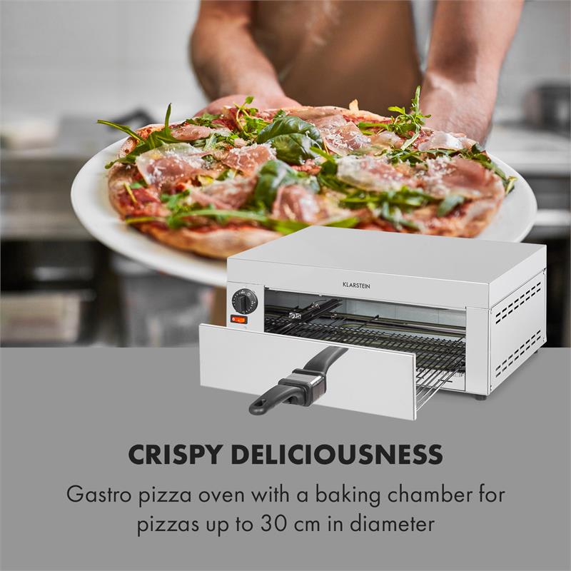 Klarstein Vesuvio, pec na pizzu, Gastro, 1 komora, 1130W, 300°C, časovač, ušľachtilá oceľ, strieborná – Obrázok 2
