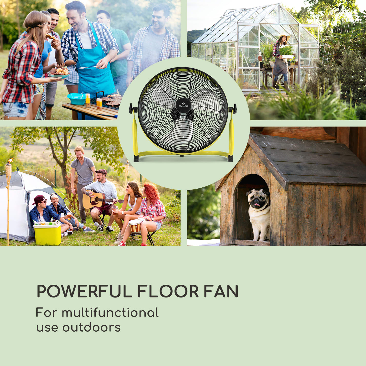 Blumfeldt Wintergarden, stojanový ventilátor, 16", akumulátor, 43 W, USB, 45 dB, žltý – Obrázok 5