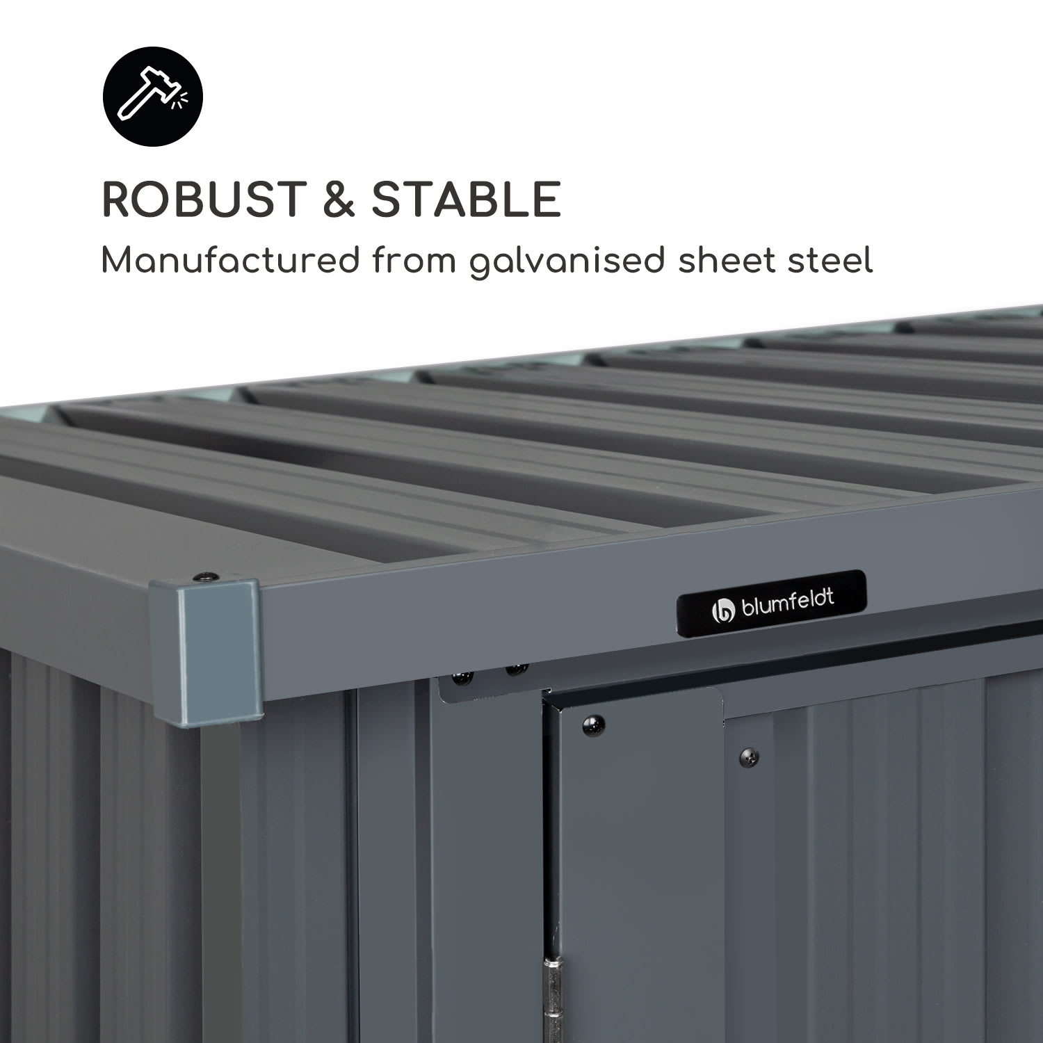 Blumfeldt Solid Storage, domček na náradie, oceľový plech, ochrana pred poveternostnými vplyvmi, antracitový – Obrázok 4