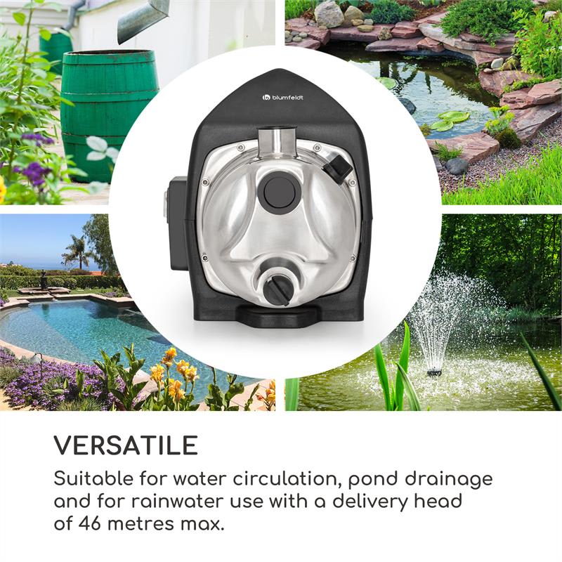 Blumfeldt Greengarden 1200, záhradné prúdové čerpadlo, 1200 W, 3500 l/hod. max., čierne – Obrázok 2