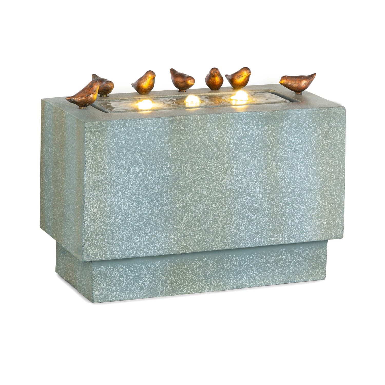Blumfeldt Waterbirds, záhradná fontána, LED, 60 x 47 x 30 cm, cement, hliník, sivá