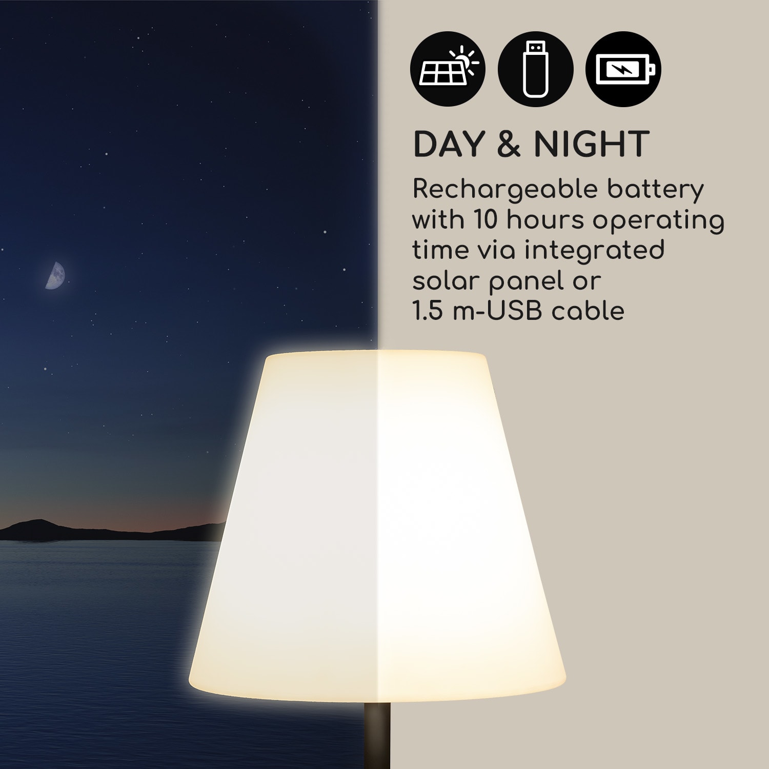 Blumfeldt Moody Solar ST Remote, lampa, solárna, IP44, RGB svetlo – Obrázok 4