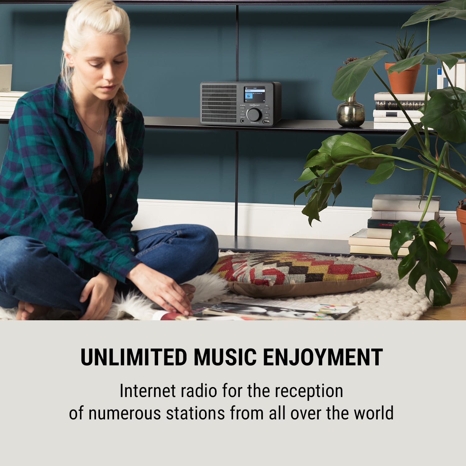 OneConcept TuneUp, internetové rádio, 5 W, WLAN, USB, HCC displej, linkový výstup, tmavosivé – Obrázok 2