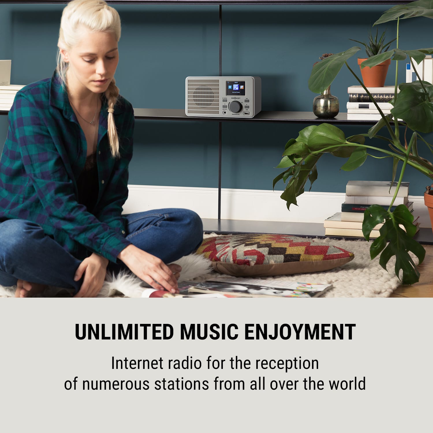 OneConcept TuneUp, internetové rádio, 5 W, WLAN, USB, HCC displej, linkový výstup, biele – Obrázok 2