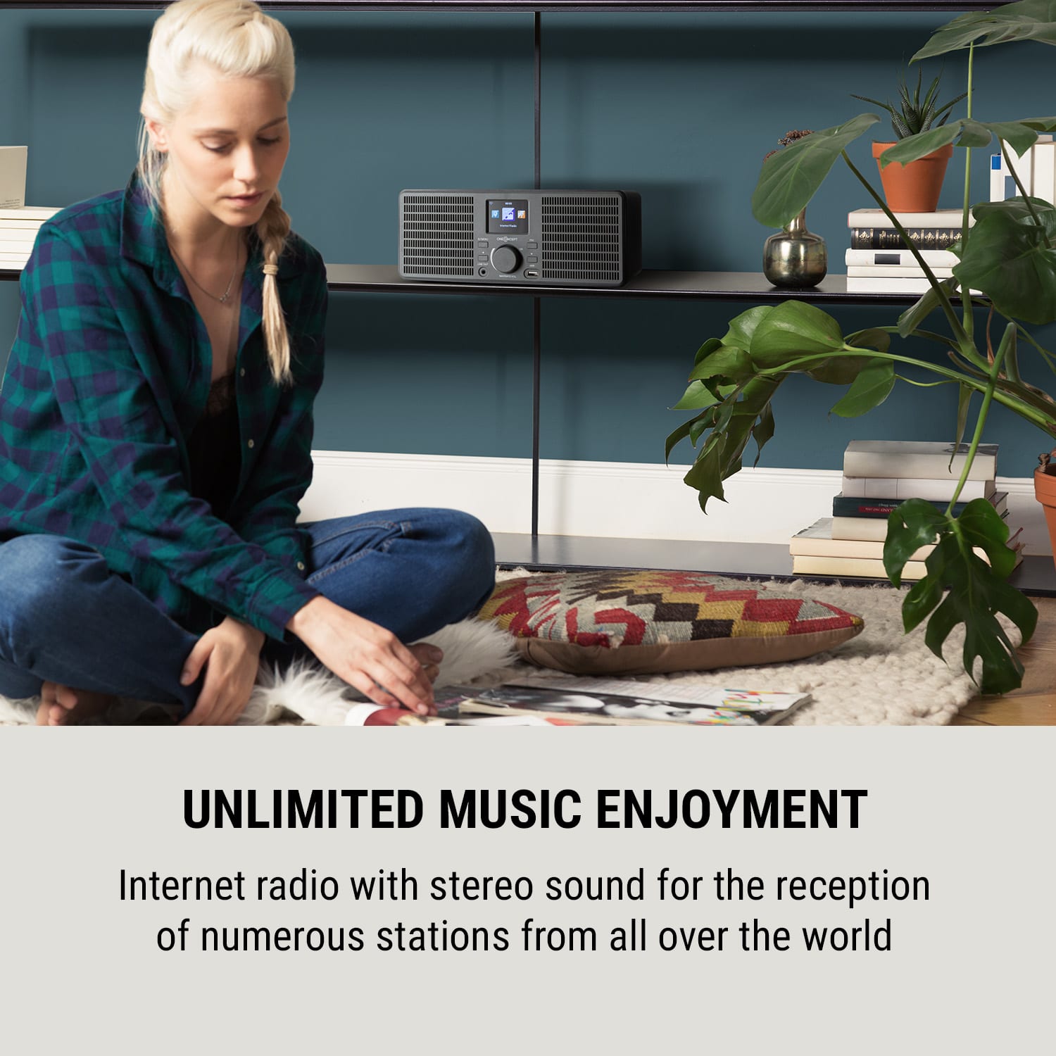 OneConcept TuneUp ST, internetové rádio, 10 W, WLAN, USB, HCC, linkový výstup, tmavosivé – Obrázok 2