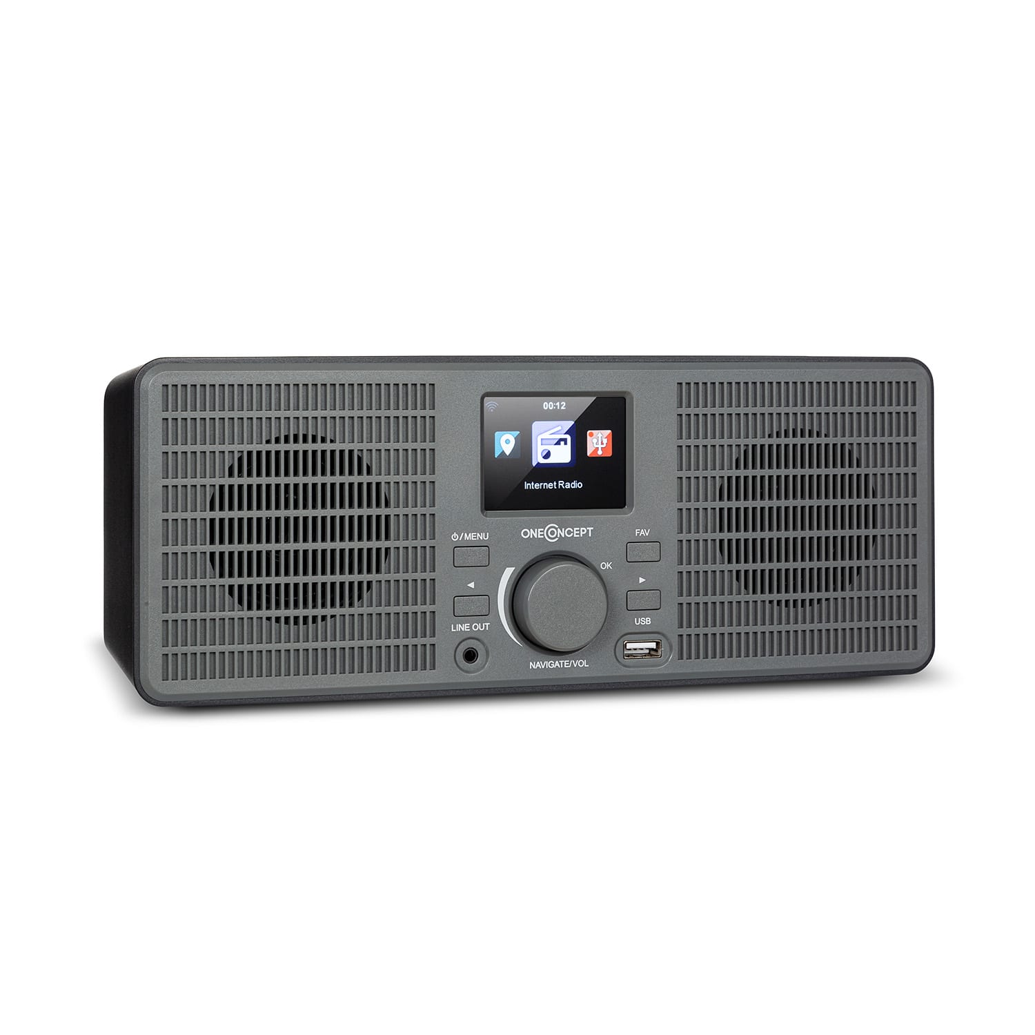 OneConcept TuneUp ST, internetové rádio, 10 W, WLAN, USB, HCC, linkový výstup, tmavosivé