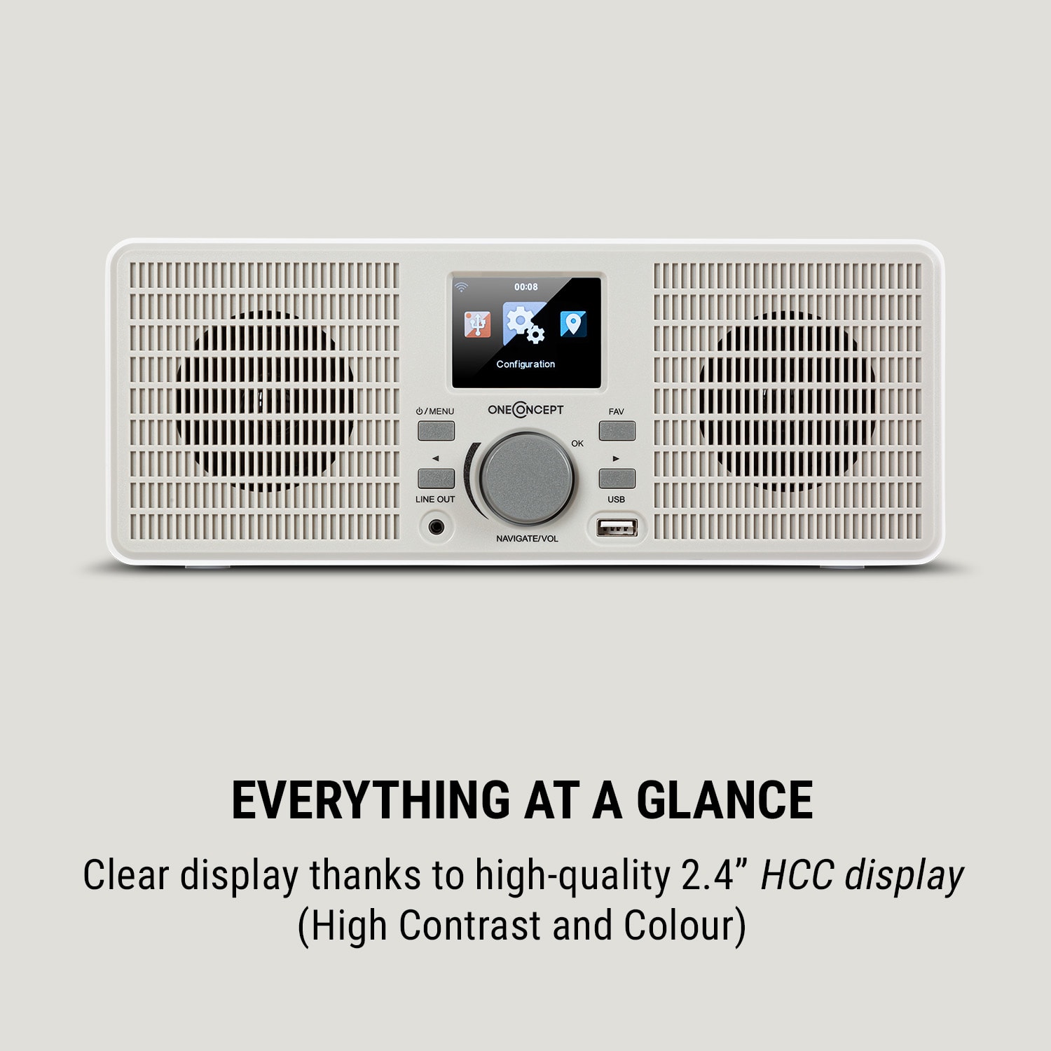 OneConcept TuneUp ST, internetové rádio, 10 W, WLAN, USB, HCC, linkový výstup, biele – Obrázok 3