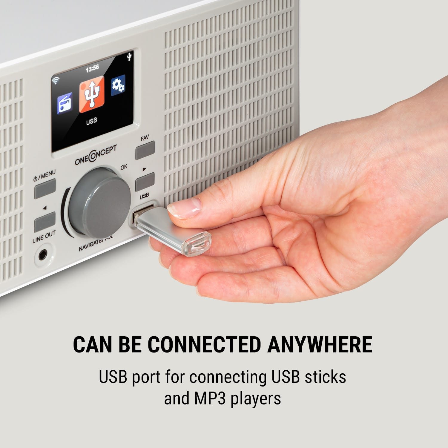 OneConcept TuneUp ST, internetové rádio, 10 W, WLAN, USB, HCC, linkový výstup, biele – Obrázok 5