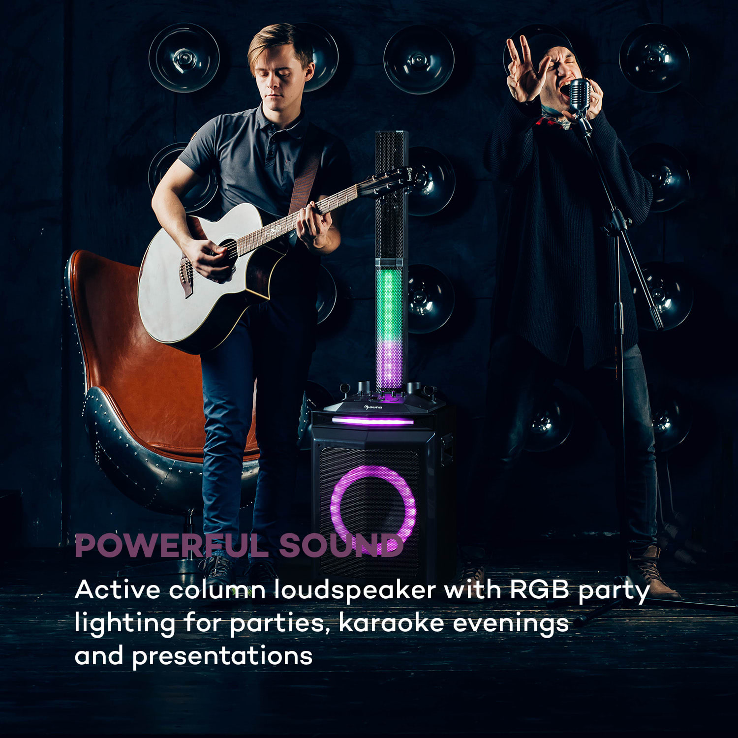 Auna Clubmaster Tube, párty zvukový systém, 150 W max., 10" woofer, USB, BT, AUX, čierny – Obrázok 2