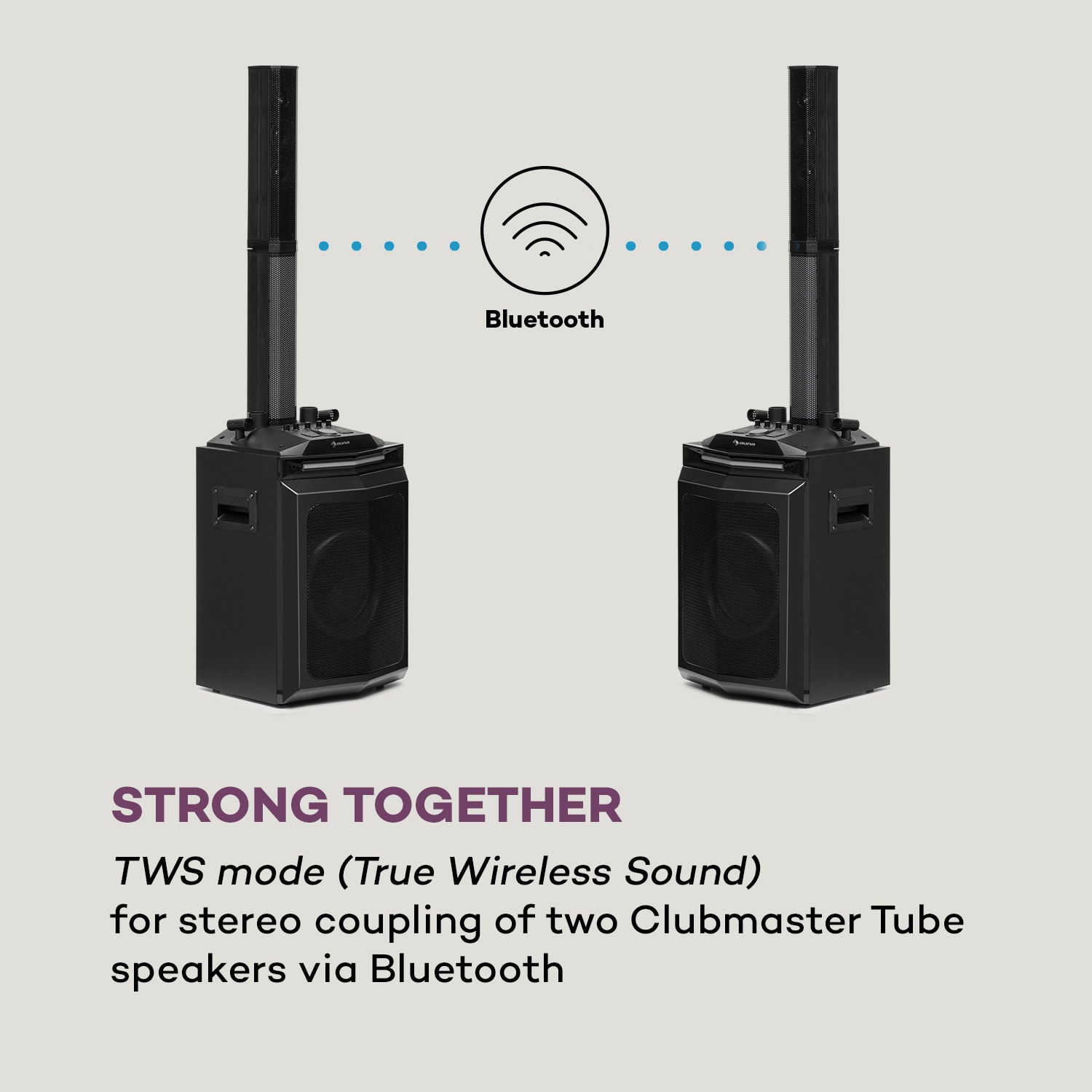 Auna Clubmaster Tube, párty zvukový systém, 150 W max., 10" woofer, USB, BT, AUX, čierny – Obrázok 3