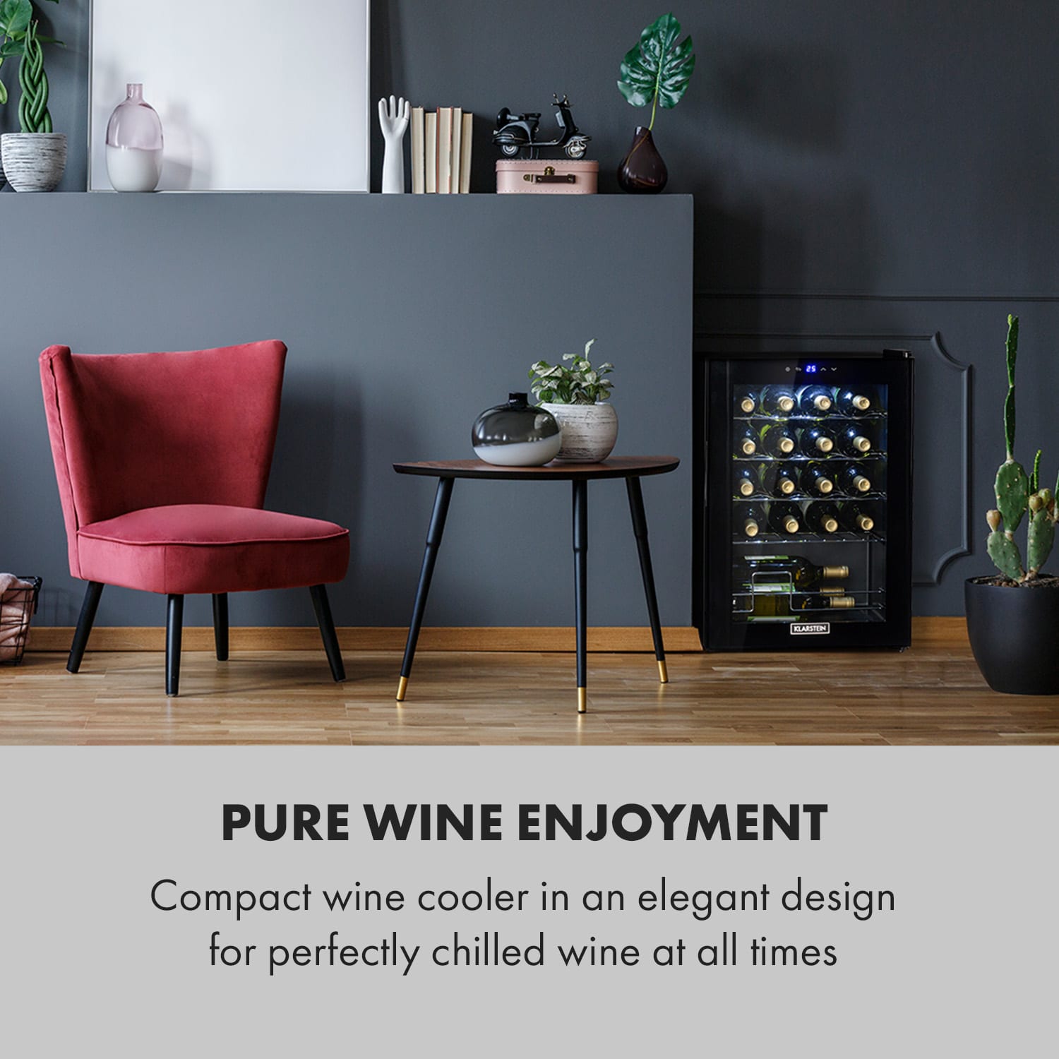 Klarstein Shiraz 20 Uno, vinotéka, 53 l, 20 fliaš, 5-18°C, dotykový ovládací panel – Obrázok 2