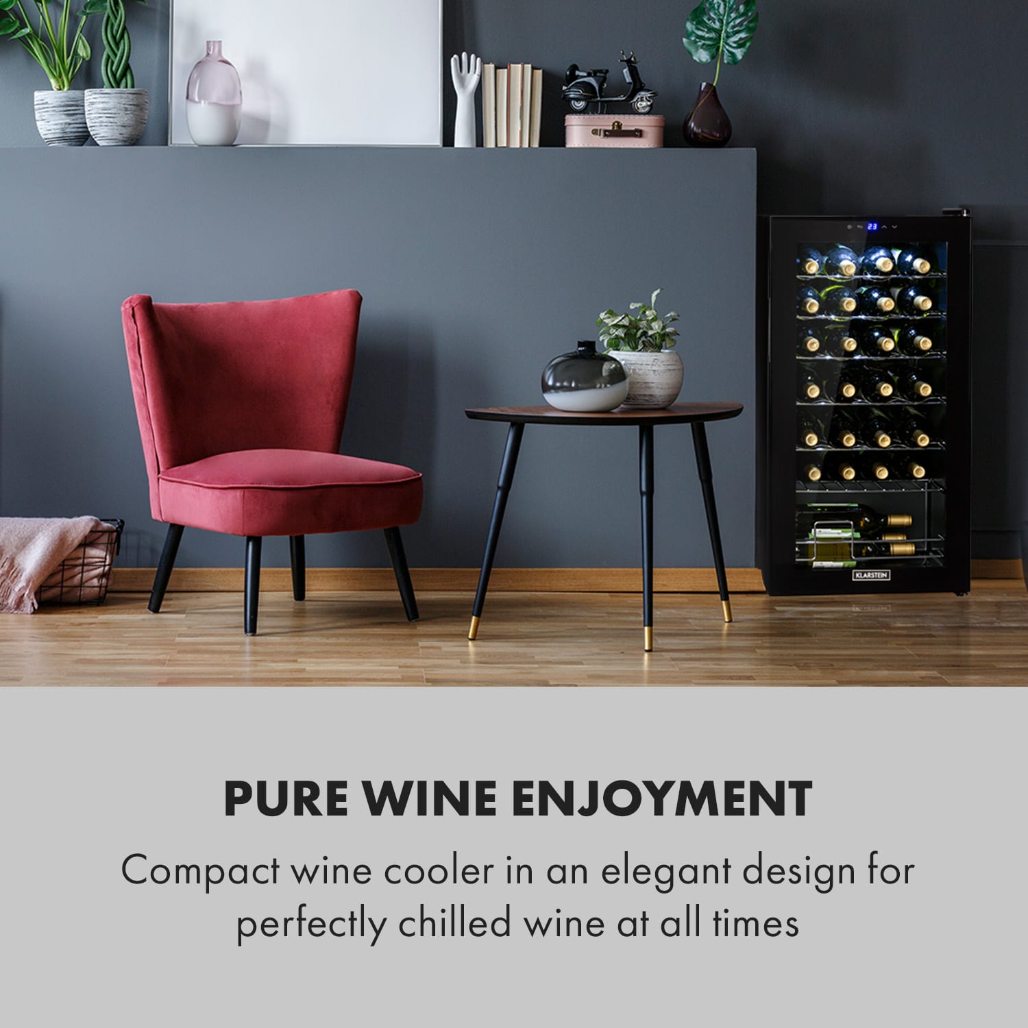 Klarstein Shiraz 28 Uno, vinotéka, 74 l, 28 fliaš, 5-18°C, dotykový ovládací panel – Obrázok 2