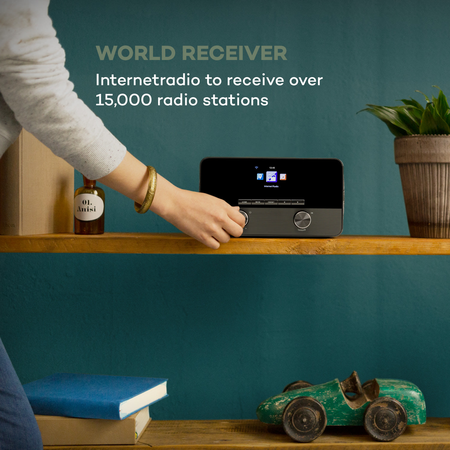 Auna Connect 100 SE, internetové rádio, mediaplayer, Bluetooth, WLAN, USB, AUX, Line Out – Obrázok 2
