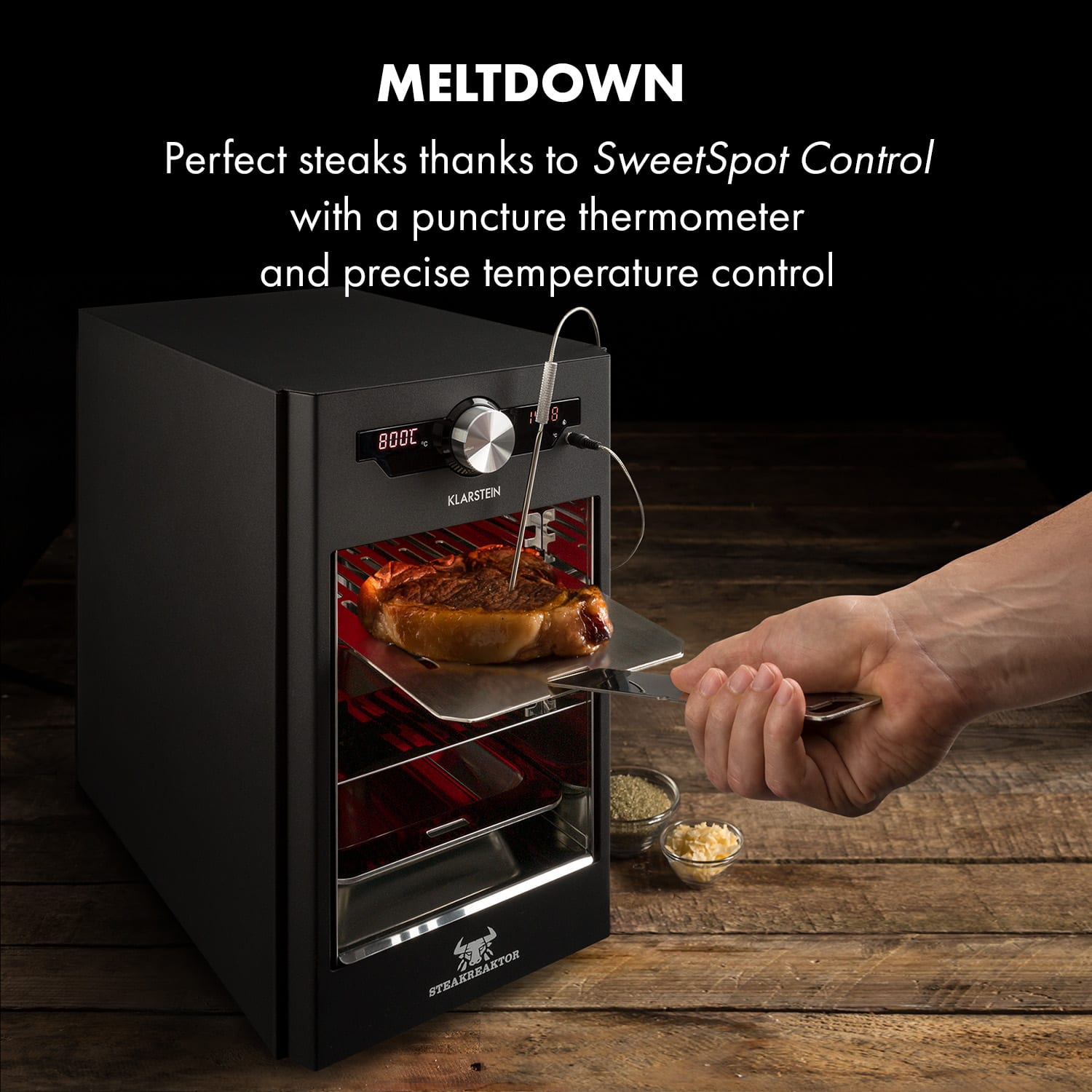 Klarstein Steakreaktor Core, vysokoteplotný gril, 2100 W, 800 °C, zapichovací teplomer – Obrázok 4