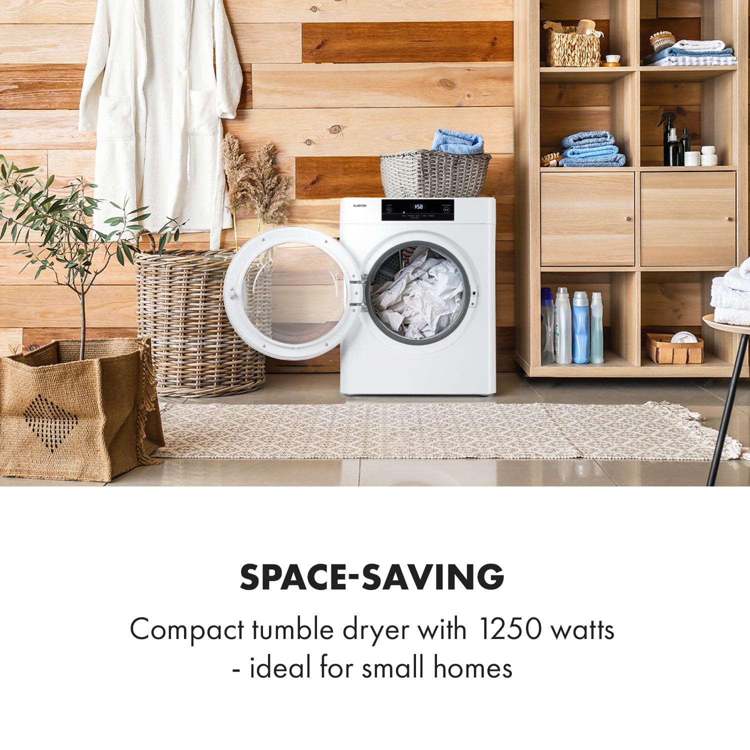 Klarstein Ultradry, sušička bielizne, ventilačná sušička, 1250 W, EEK C, 3 kg – Obrázok 2