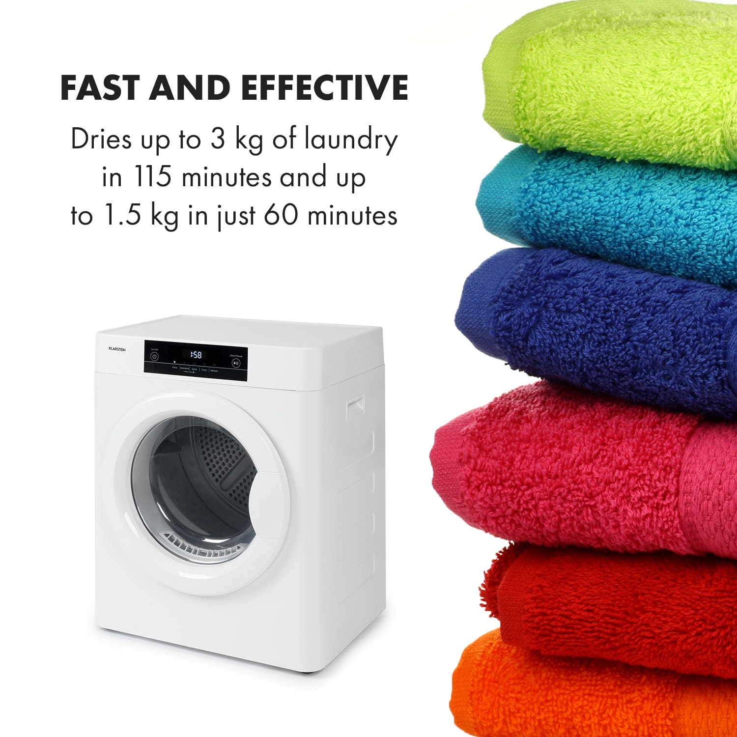 Klarstein Ultradry, sušička bielizne, ventilačná sušička, 1250 W, EEK C, 3 kg – Obrázok 4