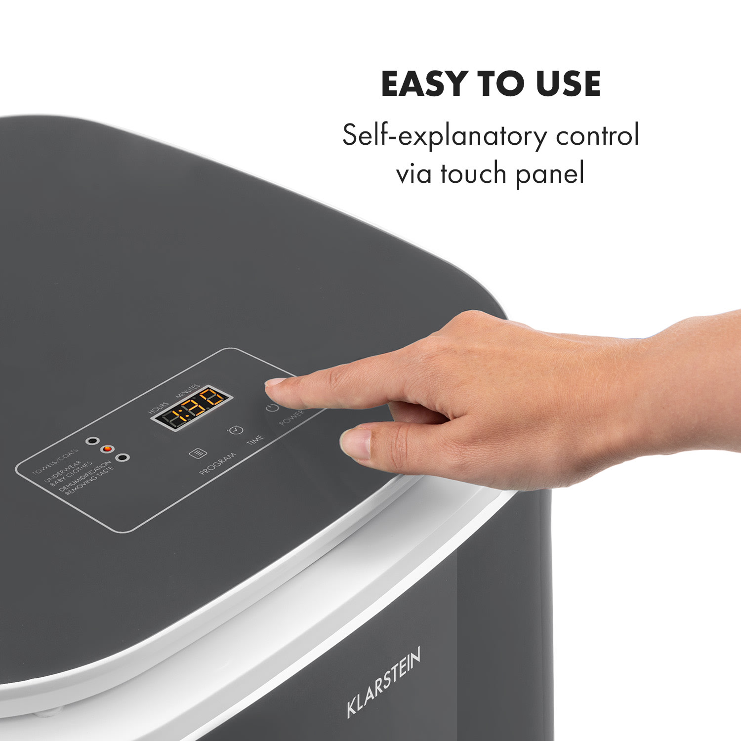 Klarstein Zap Dry, sušička bielizne, 820 W, 50 l, dotykový ovládací panel, LED displej – Obrázok 5