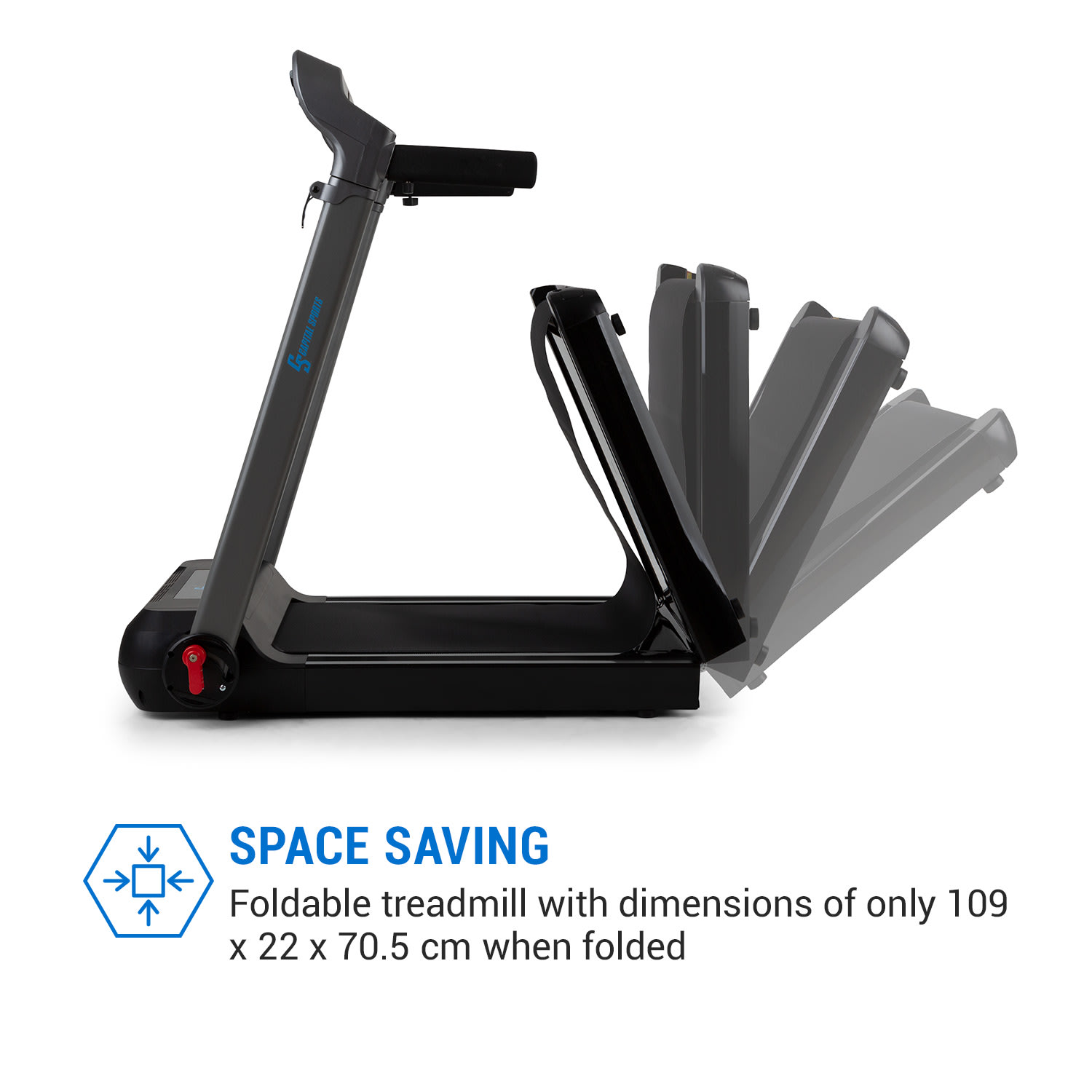 Capital Sports Compact Space X, bežecký pás, bežecká plocha 123 x 44 cm, 1,5 PS, skladací – Obrázok 3