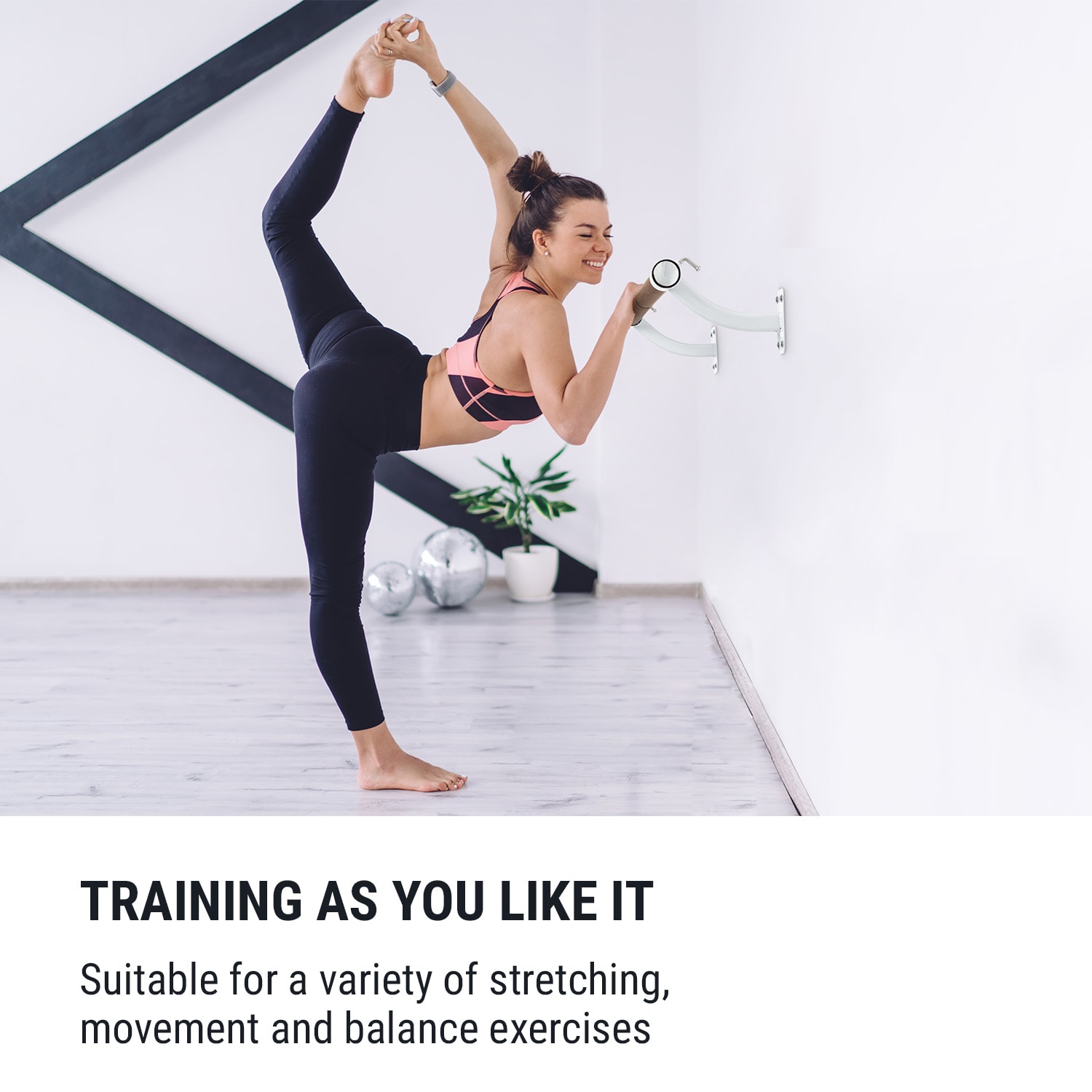 KLARFIT Barre Mur, baletná tyč, 100 cm, žrď 38 mm Ø, nástenná montáž, biela – Obrázok 3