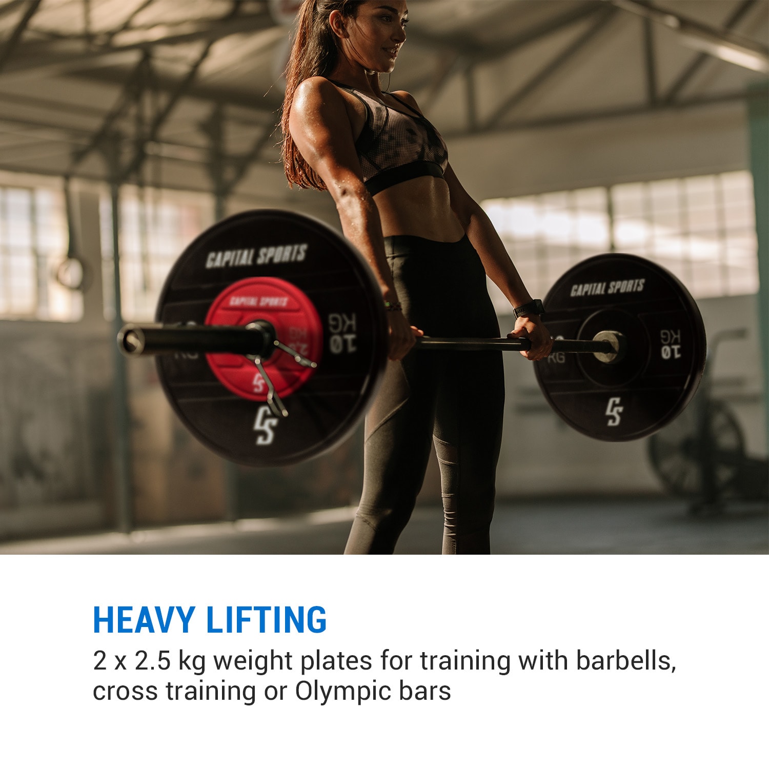 Capital Sports Nipton 2021, kotúč na činku, bumper kotúč, 2 × 2,5 kg, Ø 50,4 mm, tvrdá guma – Obrázok 2