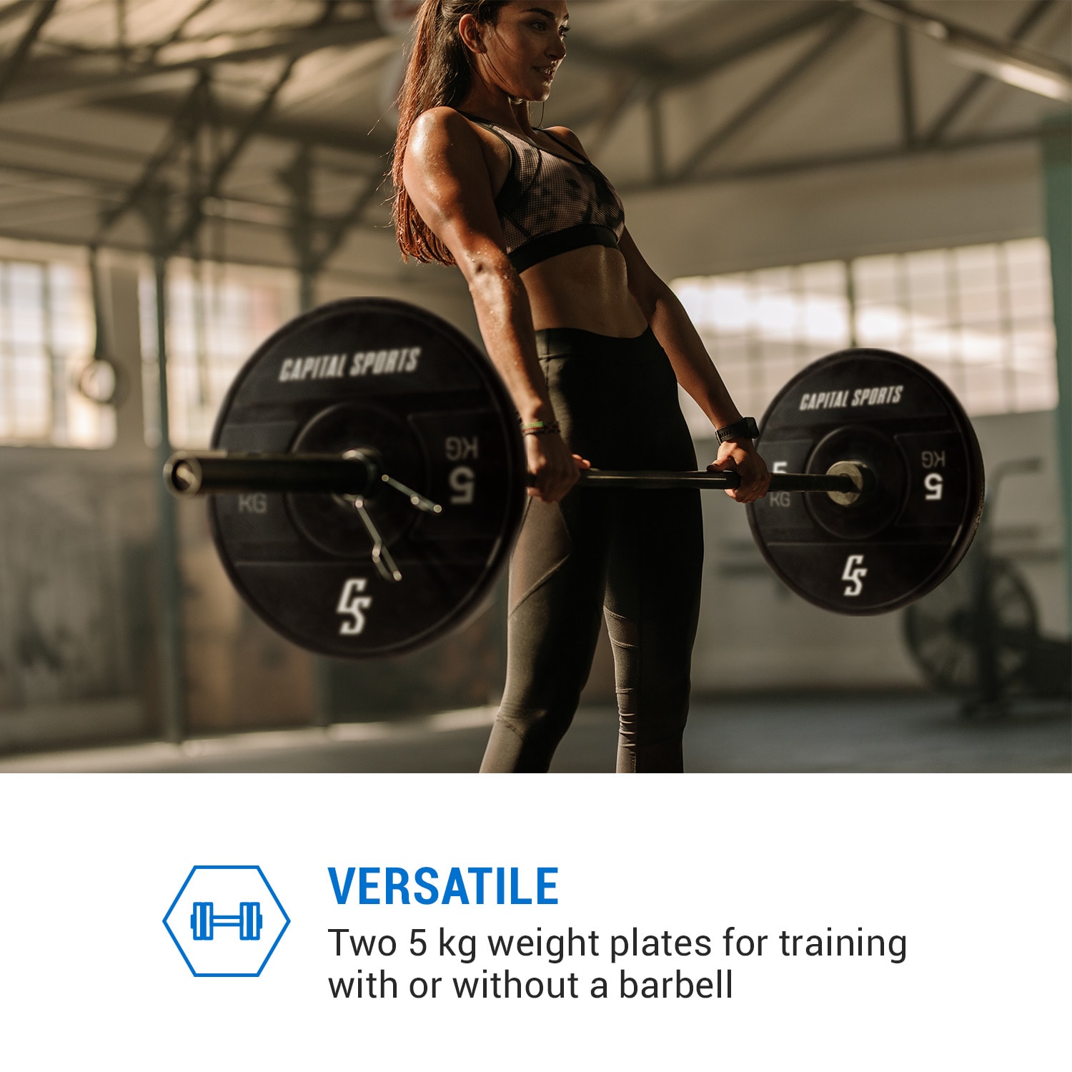 Capital Sports Elongate 2020, kotúče, 2 x 5 kg, tvrdá guma, 50,4 mm – Obrázok 2