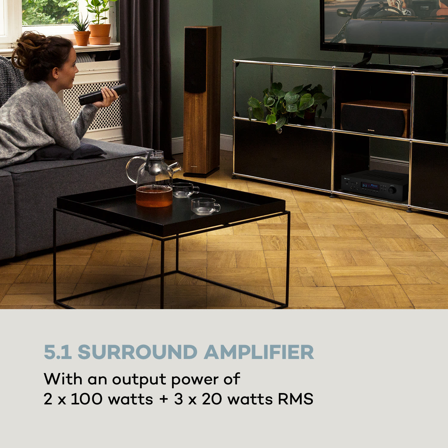 Auna AMP-H260, zosilňovač, 2 x 100 W + 3 x 20 W RMS, BT, opt./koax. digitálny vstup, čierny – Obrázok 2