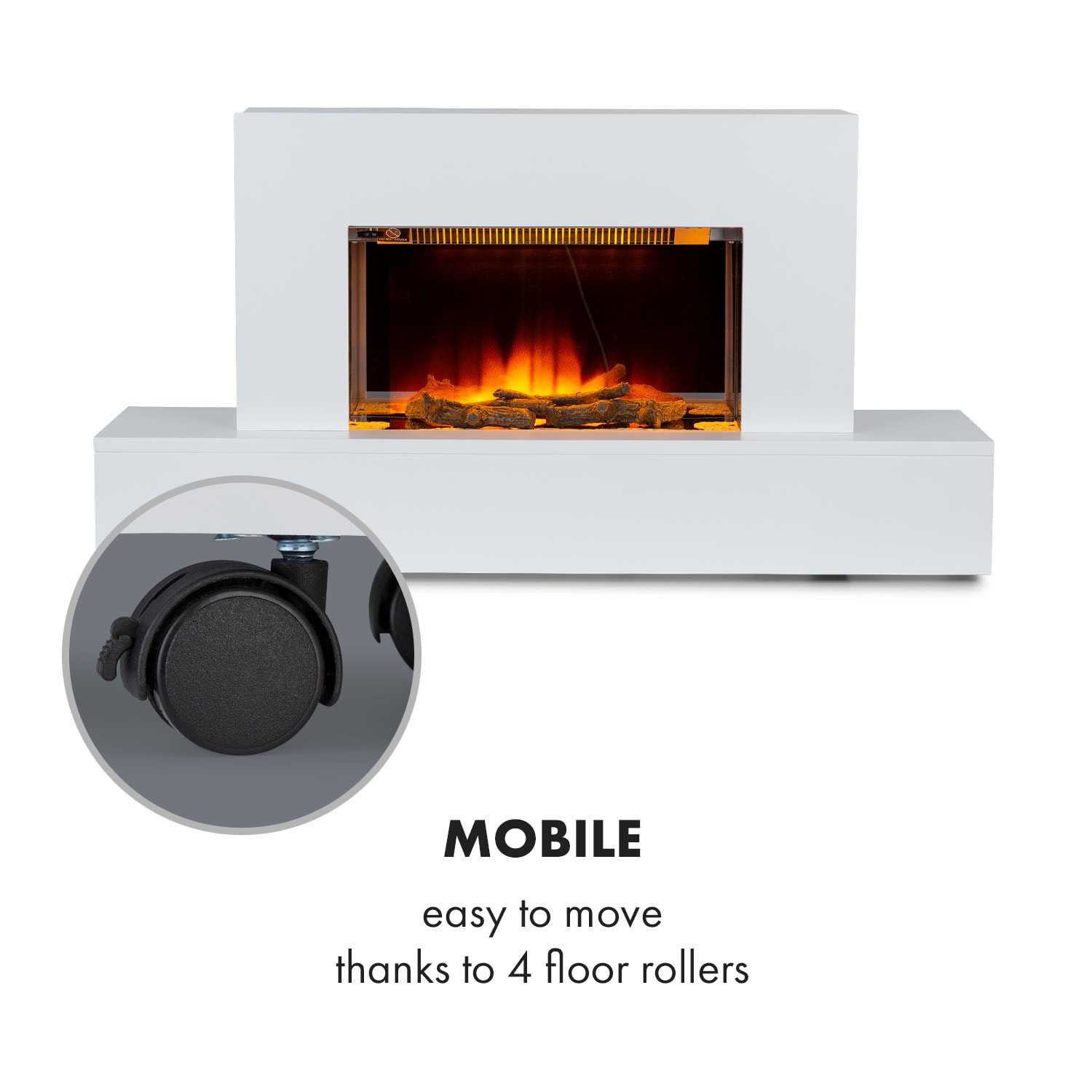 Klarstein Heat 'n Beat, elektrický krb, 900/1800 W, LED, bluetooth reproduktor, biely – Obrázok 4