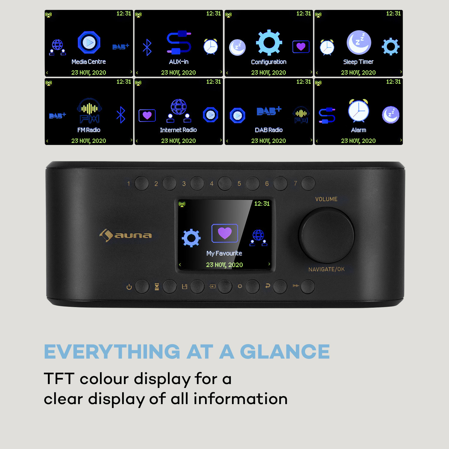 Auna Sound Maître, kuchynské rádio, zabudovanie pod kuchynské skrinky, internet/DAB+/FM, BT, AUX – Obrázok 4