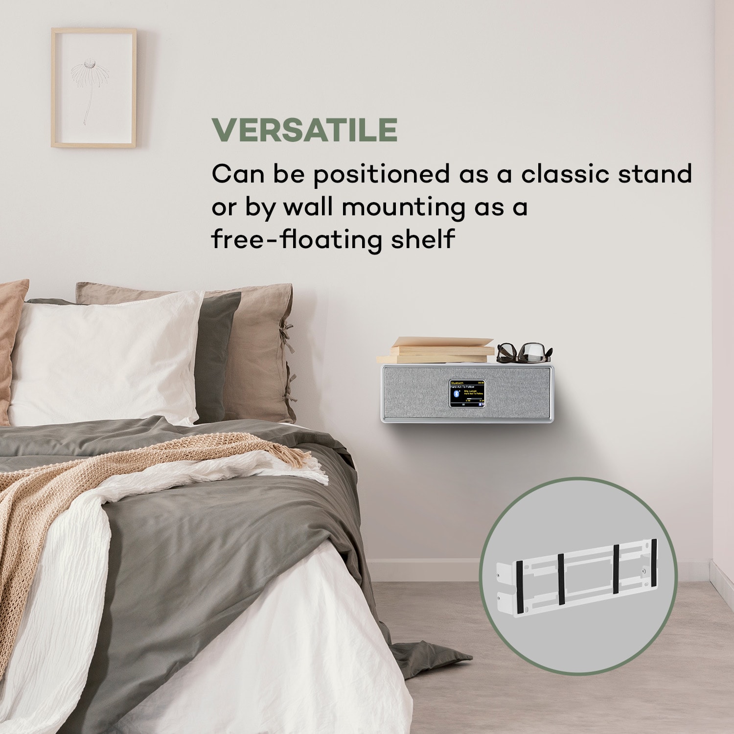 Auna Simpfy Wireless, reproduktor, DAB+/FM, BT, LCD-displej, drevené telo – Obrázok 2
