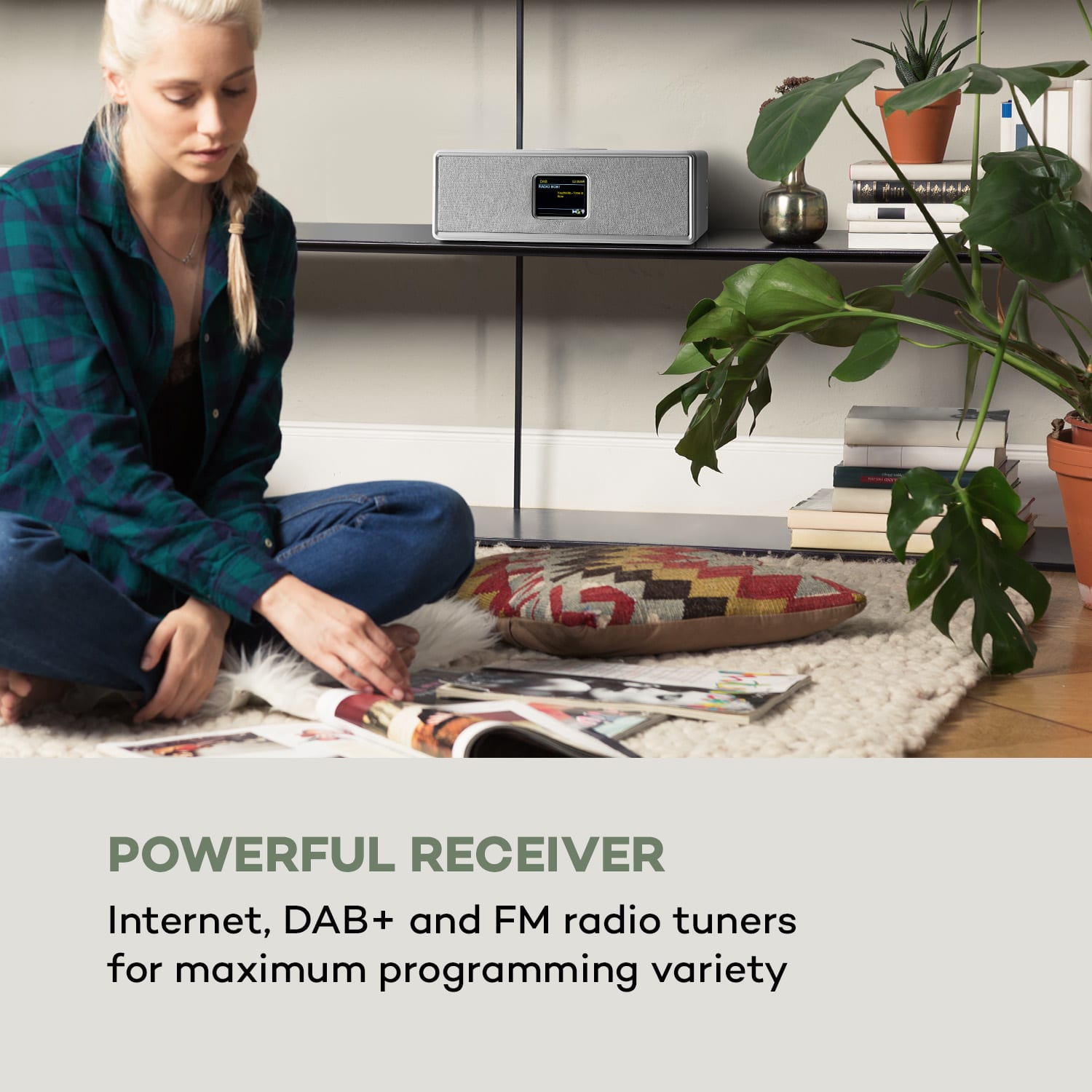 Auna Simpfy Wireless, reproduktor, DAB+/FM, BT, LCD-displej, drevené telo – Obrázok 3