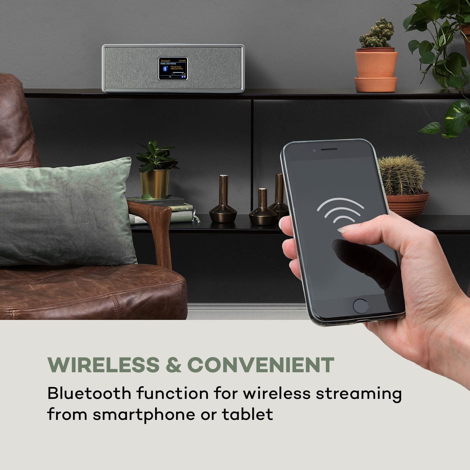Auna Simpfy Wireless, reproduktor, DAB+/FM, BT, LCD-displej, drevené telo – Obrázok 5