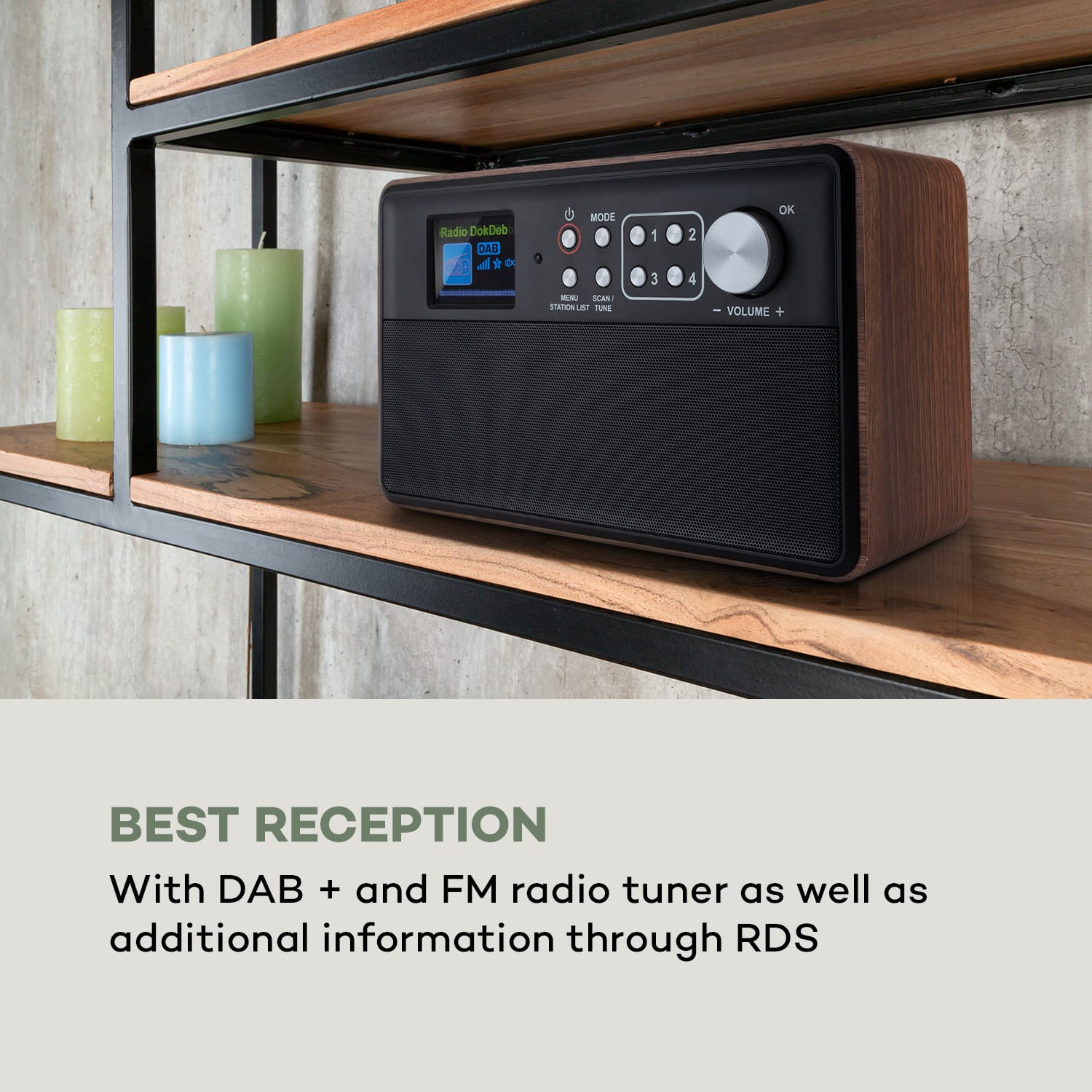 Auna Nestor, DAB+ rádio, DAB+/FM, 2 prevádzkové režimy, 2,4" TFT farebný displej, hnedé – Obrázok 3