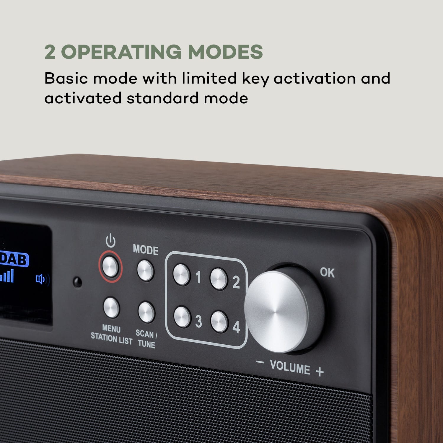 Auna Nestor, DAB+ rádio, DAB+/FM, 2 prevádzkové režimy, 2,4" TFT farebný displej, hnedé – Obrázok 4