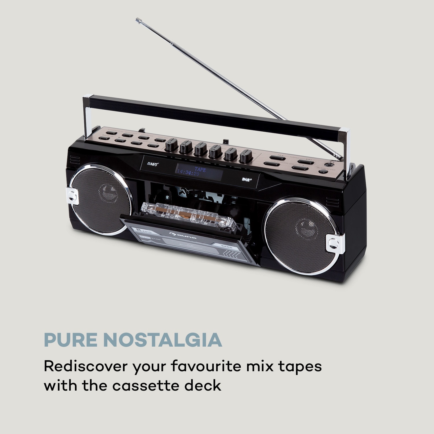 Auna Duke DAB, kazetový magnetofón, rádio, DAB+/FM, BT, USB, SD, teleskopická anténa – Obrázok 5