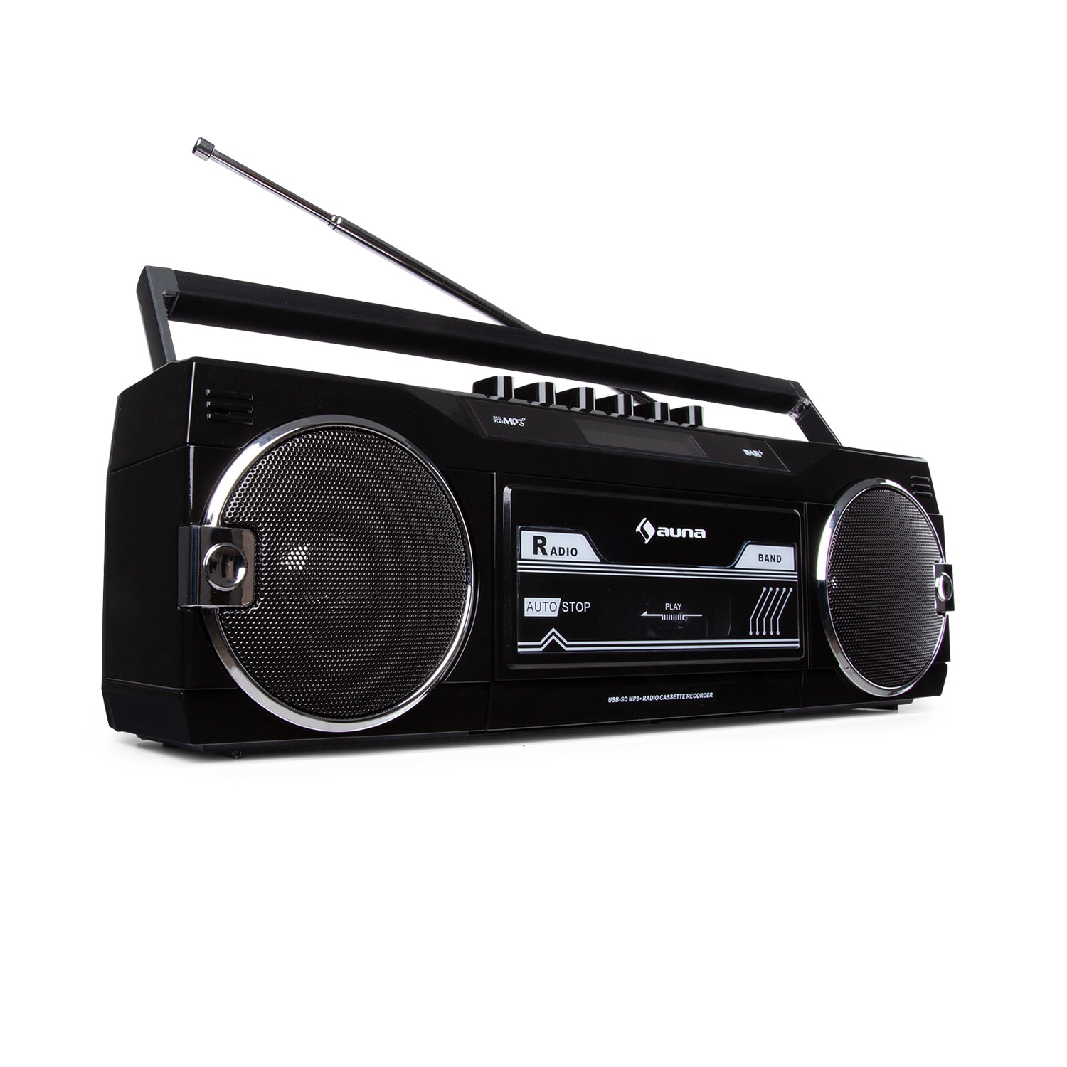 Auna Duke DAB, kazetový magnetofón, rádio, DAB+/FM, BT, USB, SD, teleskopická anténa