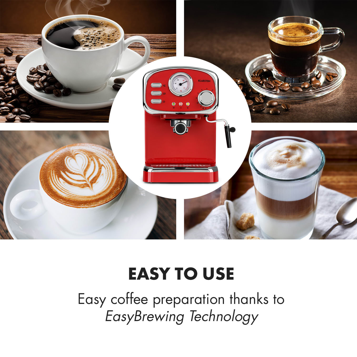 Klarstein Espressionata Gusto, espresso kávovar, 1100W. 15 Bar tlak – Obrázok 4